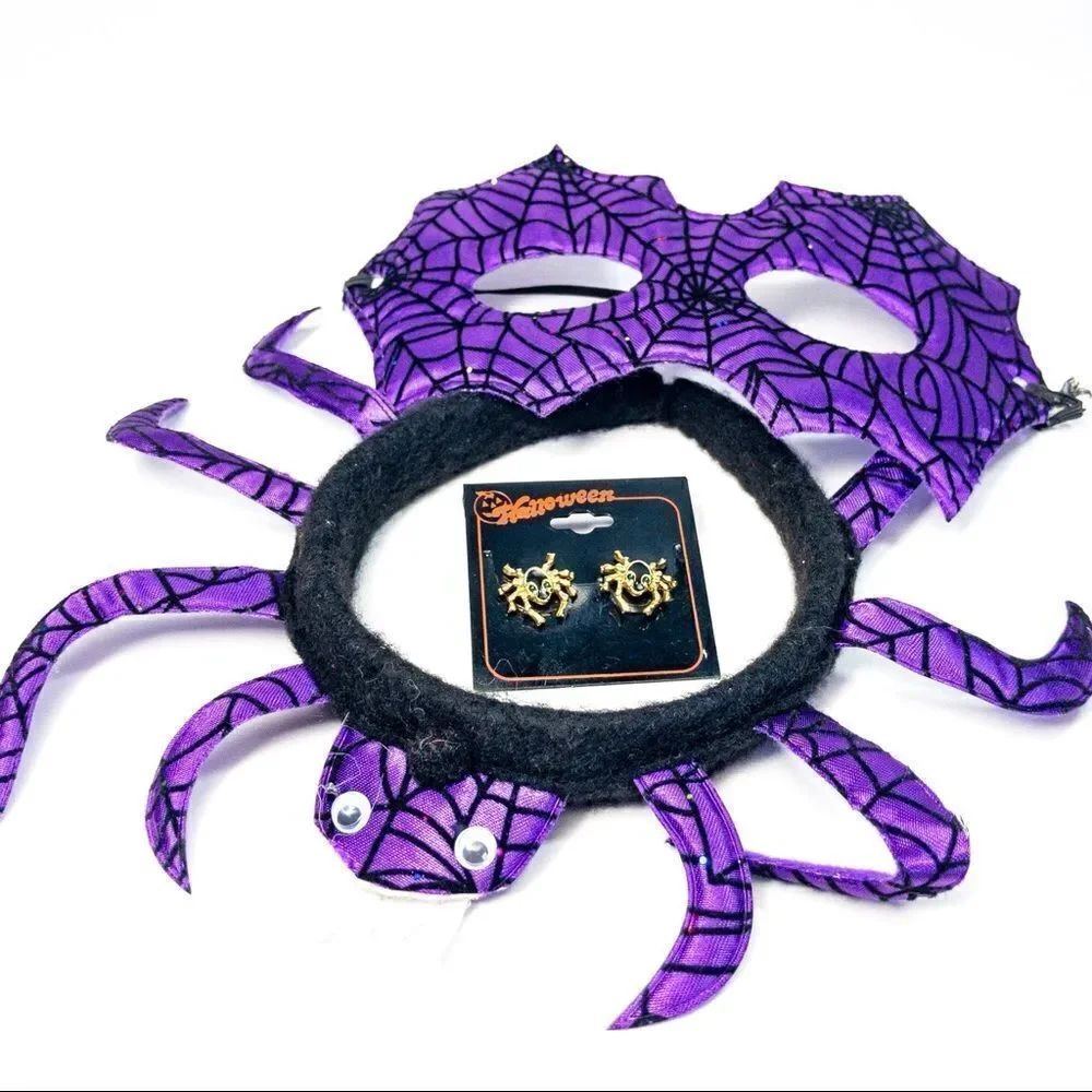 Girl’s Costume Spider Accessories Bundle Headband, Eye Mask, Earrings